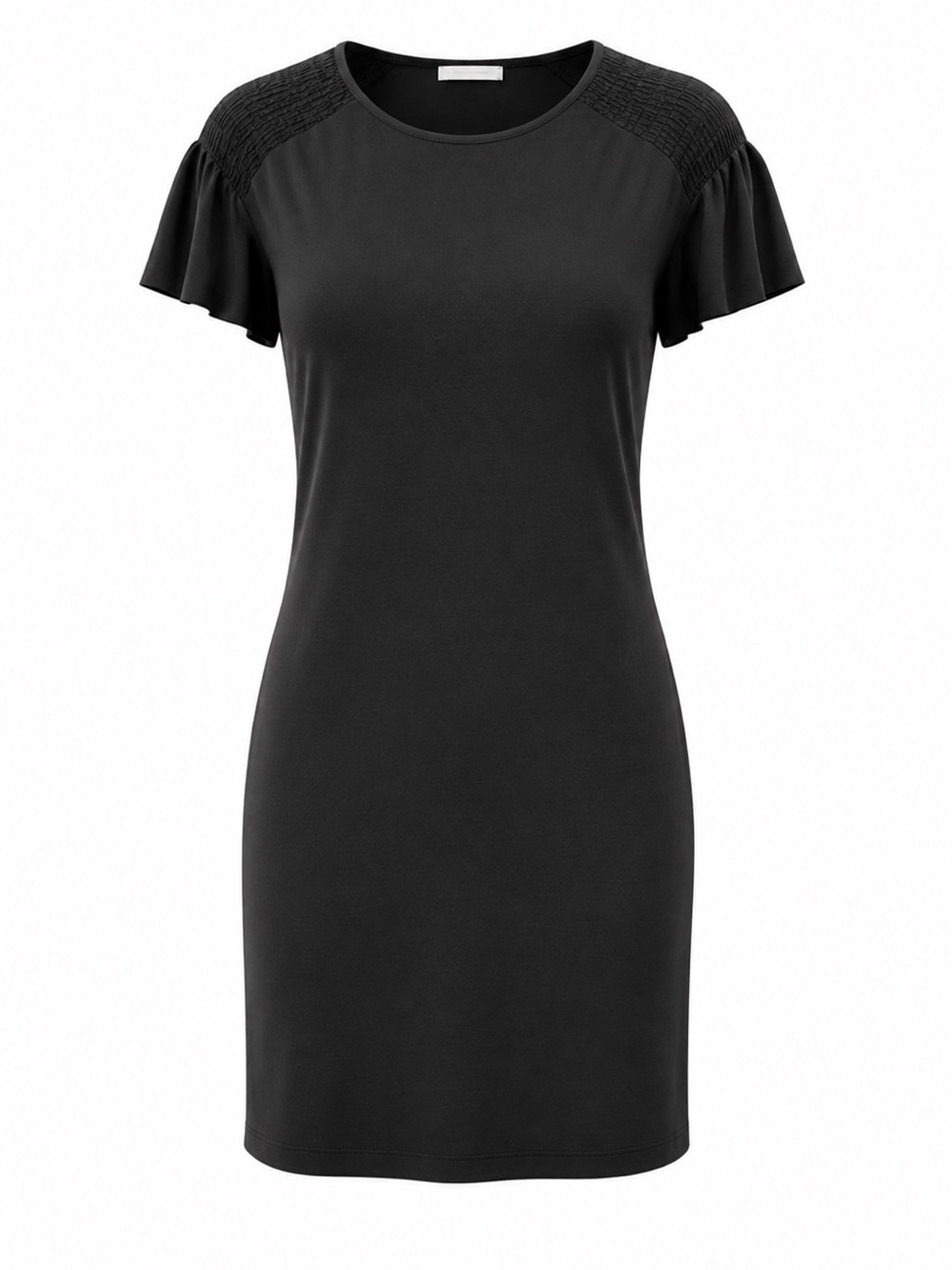 Christopher & Banks NWT smocked shoulder black dress, small